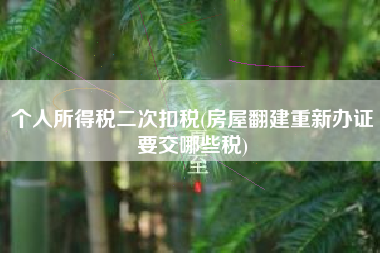 详细阅读:个人所得税二次扣税(房屋翻建重新办证要交哪些税) 个人所得税二次扣税(房屋翻建重新办证要交哪些税)