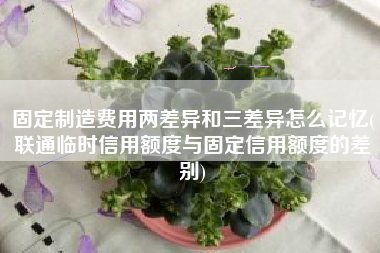 详细阅读:固定制造费用两差异和三差异怎么记忆(联通临时信用额度与固定信用额度的差别) 固定制造费用两差异和三差异怎么记忆(联通临时信用额度与固定信用额度的差别)