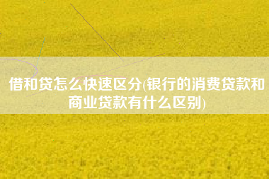 借和贷怎么快速区分(银行的消费贷款和商业贷款有什么区别)