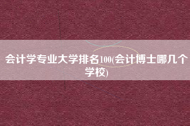 会计学专业大学排名100(会计博士哪几个学校)