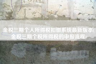 金税三期个人所得税扣缴系统最新版本(金税三期个税所得税的申报流程)