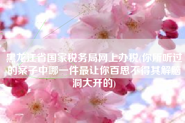 黑龙江省国家税务局网上办税(你所听过的案子中哪一件最让你百思不得其解脑洞大开的)