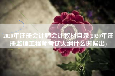 2020年注册会计师会计教材目录(2020年注册监理工程师考试大纲什么时候出)