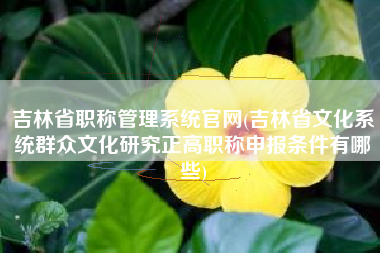 吉林省职称管理系统官网(吉林省文化系统群众文化研究正高职称申报条件有哪些)