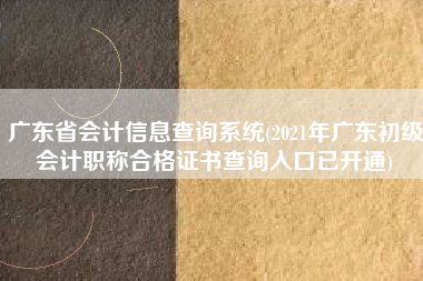 广东省会计信息查询系统(2021年广东初级会计职称合格证书查询入口已开通)