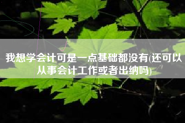 我想学会计可是一点基础都没有(还可以从事会计工作或者出纳吗)