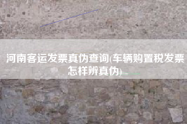 河南客运发票真伪查询(车辆购置税发票怎样辨真伪)
