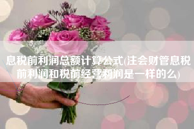 息税前利润总额计算公式(注会财管息税前利润和税前经营利润是一样的么)