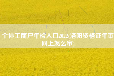 个体工商户年检入口2022(洛阳资格证年审网上怎么审)