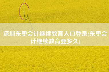 深圳东奥会计继续教育入口登录(东奥会计继续教育要多久)