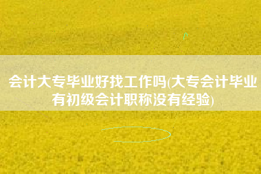 会计大专毕业好找工作吗(大专会计毕业有初级会计职称没有经验)
