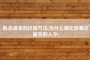 机会成本的计算方法(为什么相比股票还是买的人少)