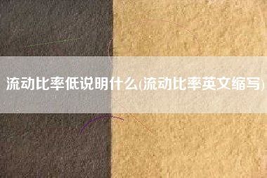 详细阅读:流动比率低说明什么(流动比率英文缩写) 流动比率低说明什么(流动比率英文缩写)