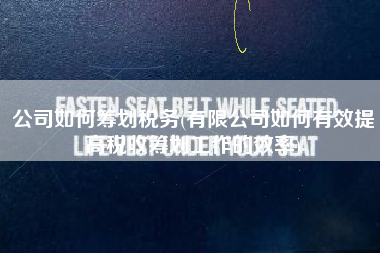 公司如何筹划税务(有限公司如何有效提高税收筹划工作的效率)