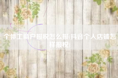 个体工商户报税怎么报(抖音个人店铺怎样报税)