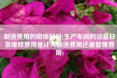 制造费用的明细科目(生产车间的设备日常维修费用是计入制造费用还是管理费用)