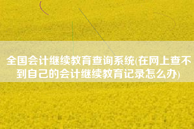 全国会计继续教育查询系统(在网上查不到自己的会计继续教育记录怎么办)