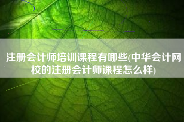 注册会计师培训课程有哪些(中华会计网校的注册会计师课程怎么样)
