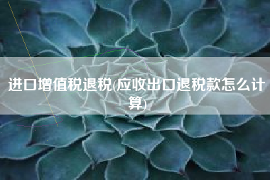 进口增值税退税(应收出口退税款怎么计算)