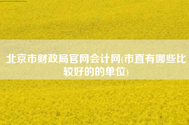 北京市财政局官网会计网(市直有哪些比较好的的单位)