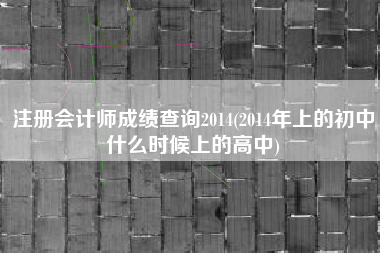 注册会计师成绩查询2014(2014年上的初中什么时候上的高中)