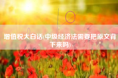 详细阅读:增值税大白话(中级经济法需要把原文背下来吗) 增值税大白话(中级经济法需要把原文背下来吗)