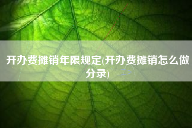 开办费摊销年限规定(开办费摊销怎么做分录)