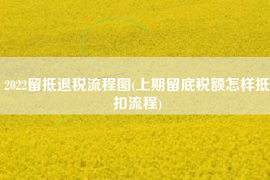 2022留抵退税流程图(上期留底税额怎样抵扣流程)