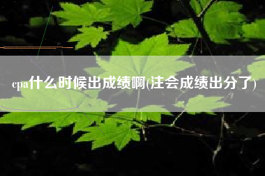 详细阅读:cpa什么时候出成绩啊(注会成绩出分了) cpa什么时候出成绩啊(注会成绩出分了)