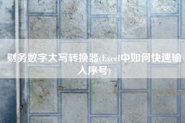 财务数字大写转换器(Excel中如何快速输入序号)