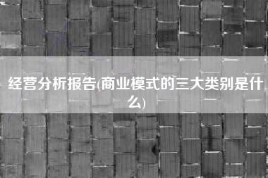 经营分析报告(商业模式的三大类别是什么)