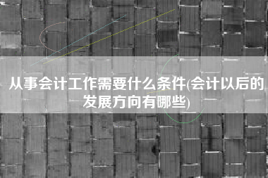 从事会计工作需要什么条件(会计以后的发展方向有哪些)