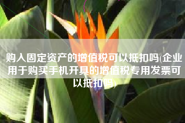 购入固定资产的增值税可以抵扣吗(企业用于购买手机开具的增值税专用发票可以抵扣吗)