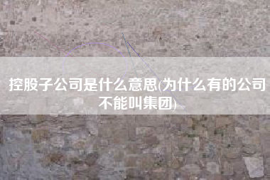 控股子公司是什么意思(为什么有的公司不能叫集团)