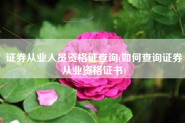 详细阅读:证券从业人员资格证查询(如何查询证券从业资格证书) 证券从业人员资格证查询(如何查询证券从业资格证书)