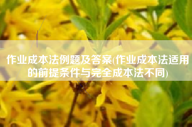 作业成本法例题及答案(作业成本法适用的前提条件与完全成本法不同)