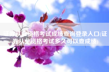 证券从业资格考试成绩查询登录入口(证券从业资格考试多久可以查成绩)
