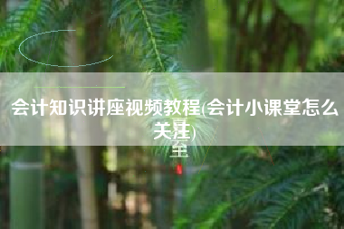 会计知识讲座视频教程(会计小课堂怎么关注)