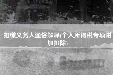 扣缴义务人通俗解释(个人所得税专项附加扣除)
