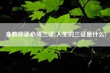 拿教师证必须三证(人生的三证是什么)