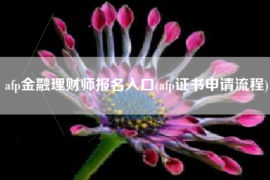 afp金融理财师报名入口(afp证书申请流程)