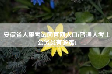 安徽省人事考试网官网入口(普通人考上公务员有多难)