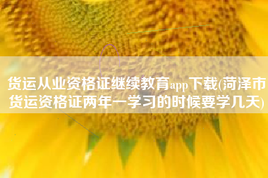货运从业资格证继续教育app下载(菏泽市货运资格证两年一学习的时候要学几天)