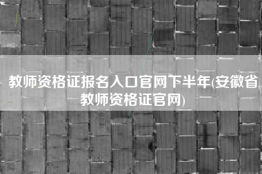 教师资格证报名入口官网下半年(安徽省教师资格证官网)