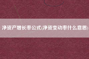 净资产增长率公式(净资变动率什么意思)