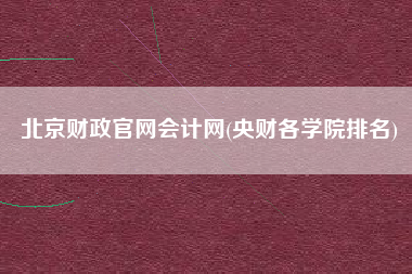 北京财政官网会计网(央财各学院排名)
