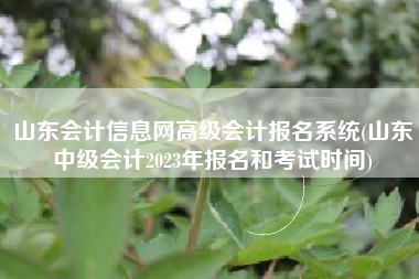 山东会计信息网高级会计报名系统(山东中级会计2023年报名和考试时间)