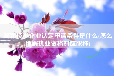 高新技术企业认定申请条件是什么(怎么理解执业资格对应职称)