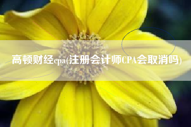 高顿财经cpa(注册会计师CPA会取消吗)