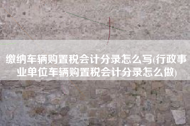 缴纳车辆购置税会计分录怎么写(行政事业单位车辆购置税会计分录怎么做)